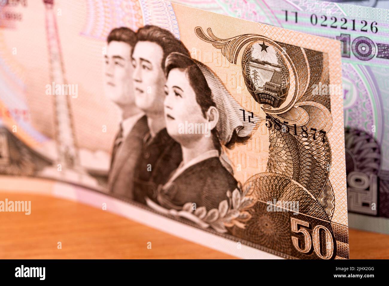 Old North Korean money - won a business background Stock Photo