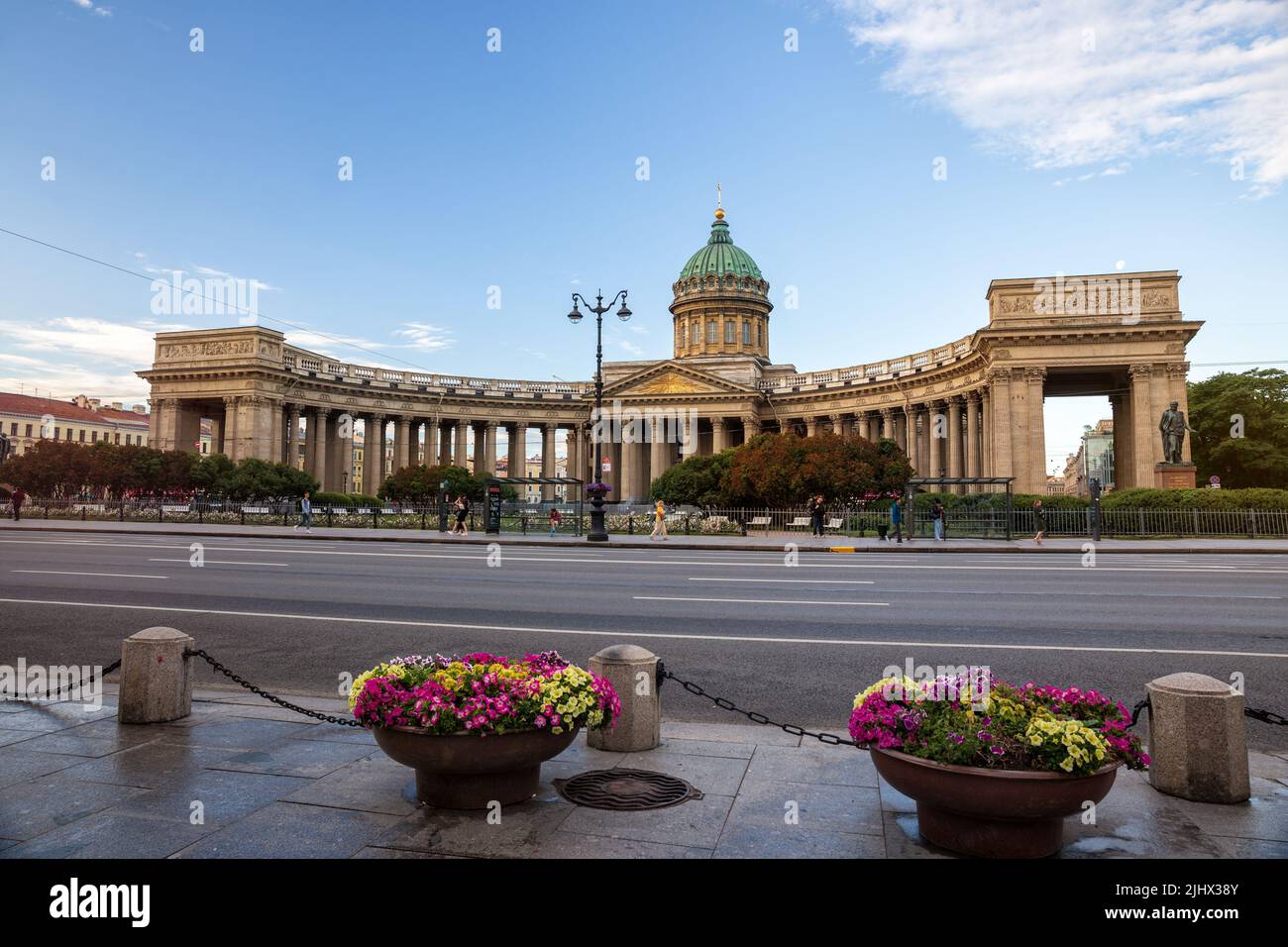St. Petersburg, Russia - July 17, 2022: Kazan Cathedral (Cathedral of Our Lady of Kazan) and Nevsky Prospekt in St. Petersburg, Russia Stock Photo