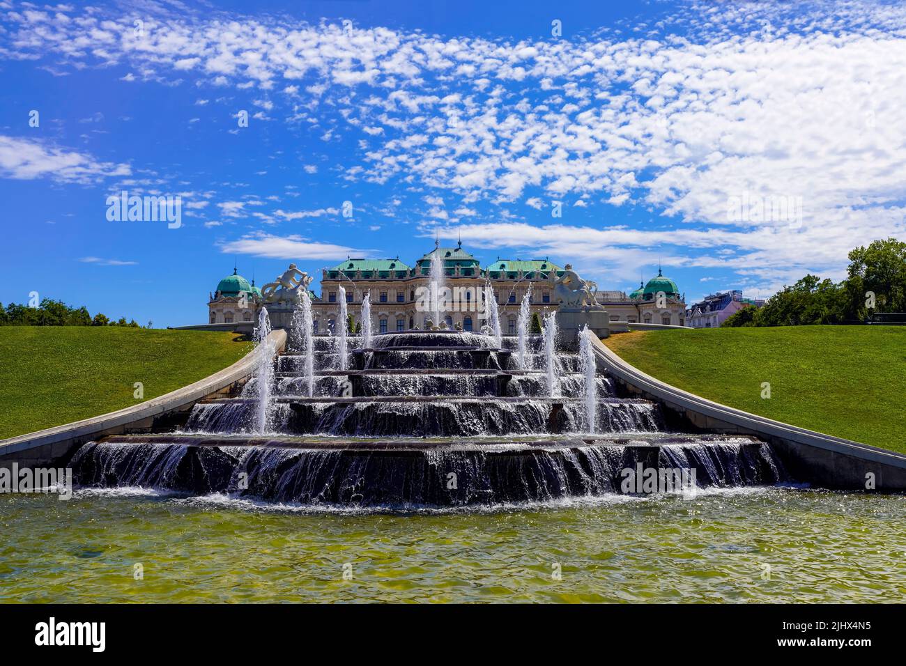 Upper Belveder palace in Vienna, architect Johann Lukas von Hildebrandt. Austria. The Belvedere in Vienna is one of the greatest museums in the world. Stock Photo