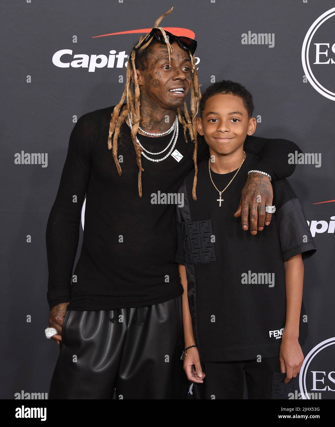 Los Angeles, USA. 20th July, 2022. (LR) Lil Wayne and Kameron Carter