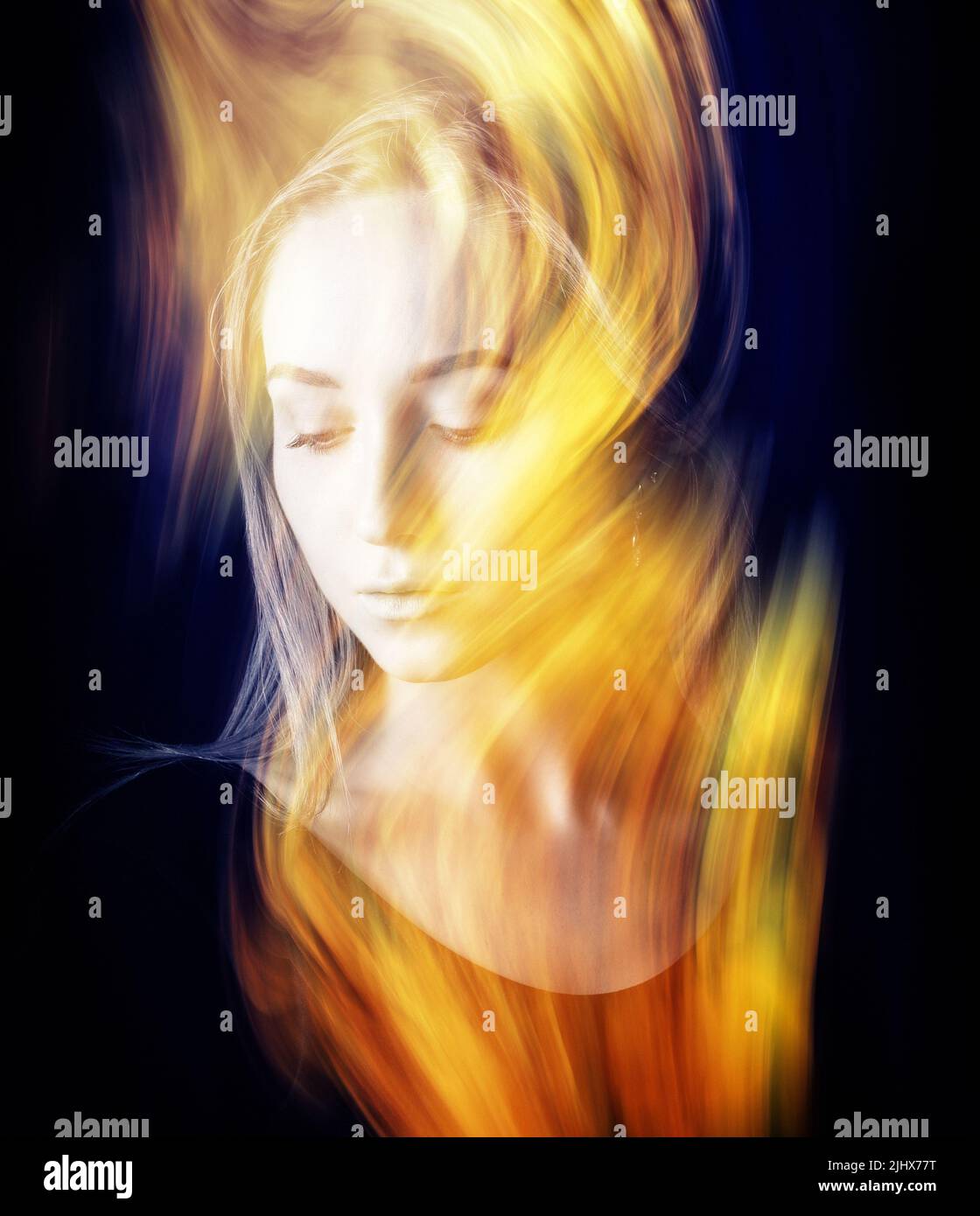 Abstract portrait of young woman. Double exposure Stock Photo - Alamy