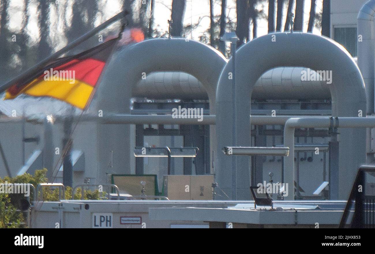 Lubmin, Germany. 21st July, 2022. Pipe systems and shutoff devices at