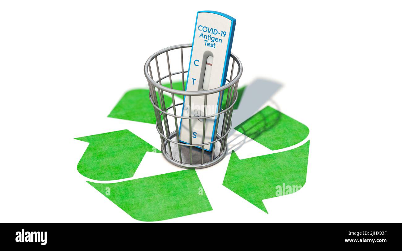 How to dispose of used corona antigen tests? Stock Photo