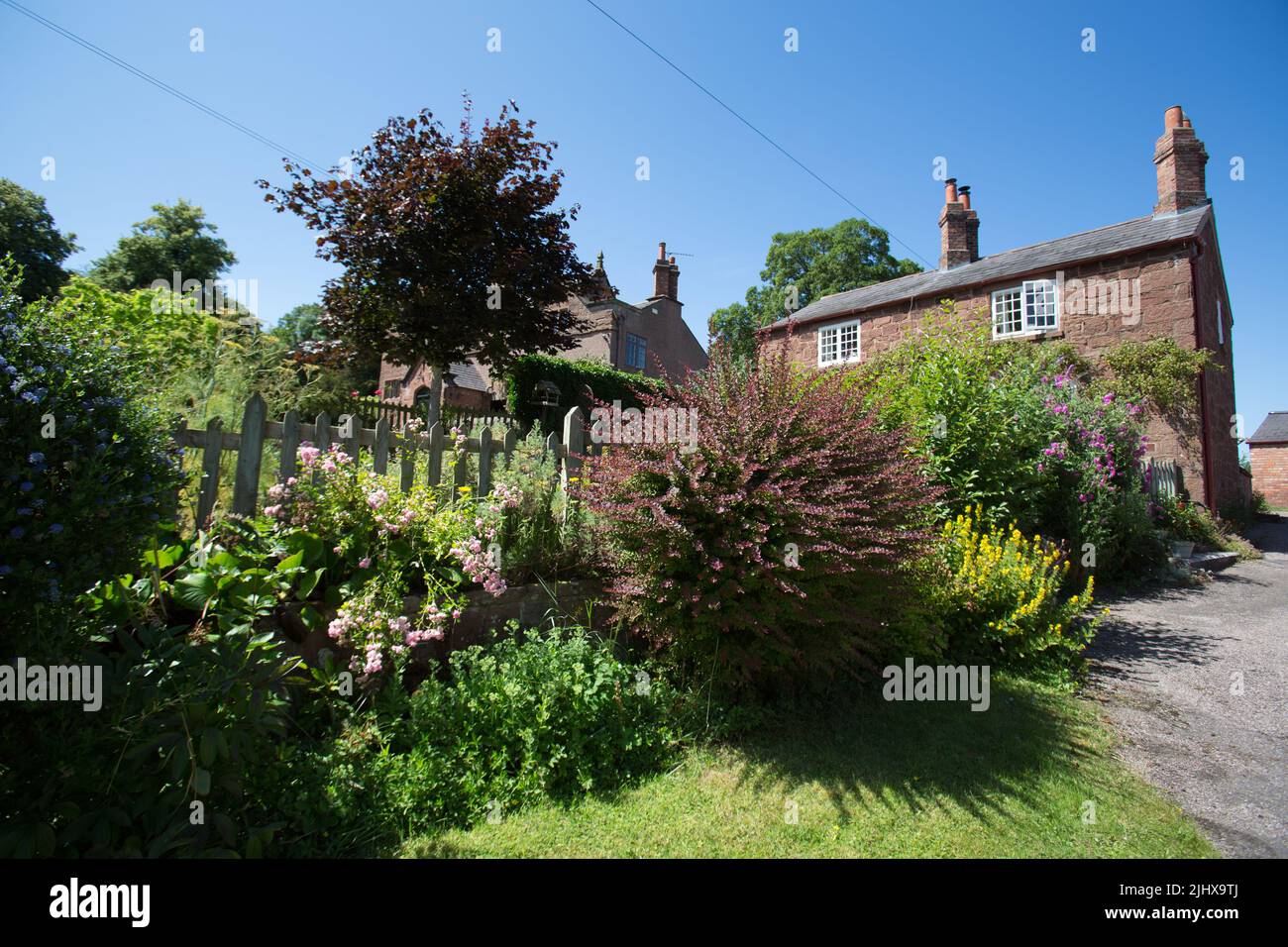 Village of Eccleston, England. Picturesque summer view of a verge