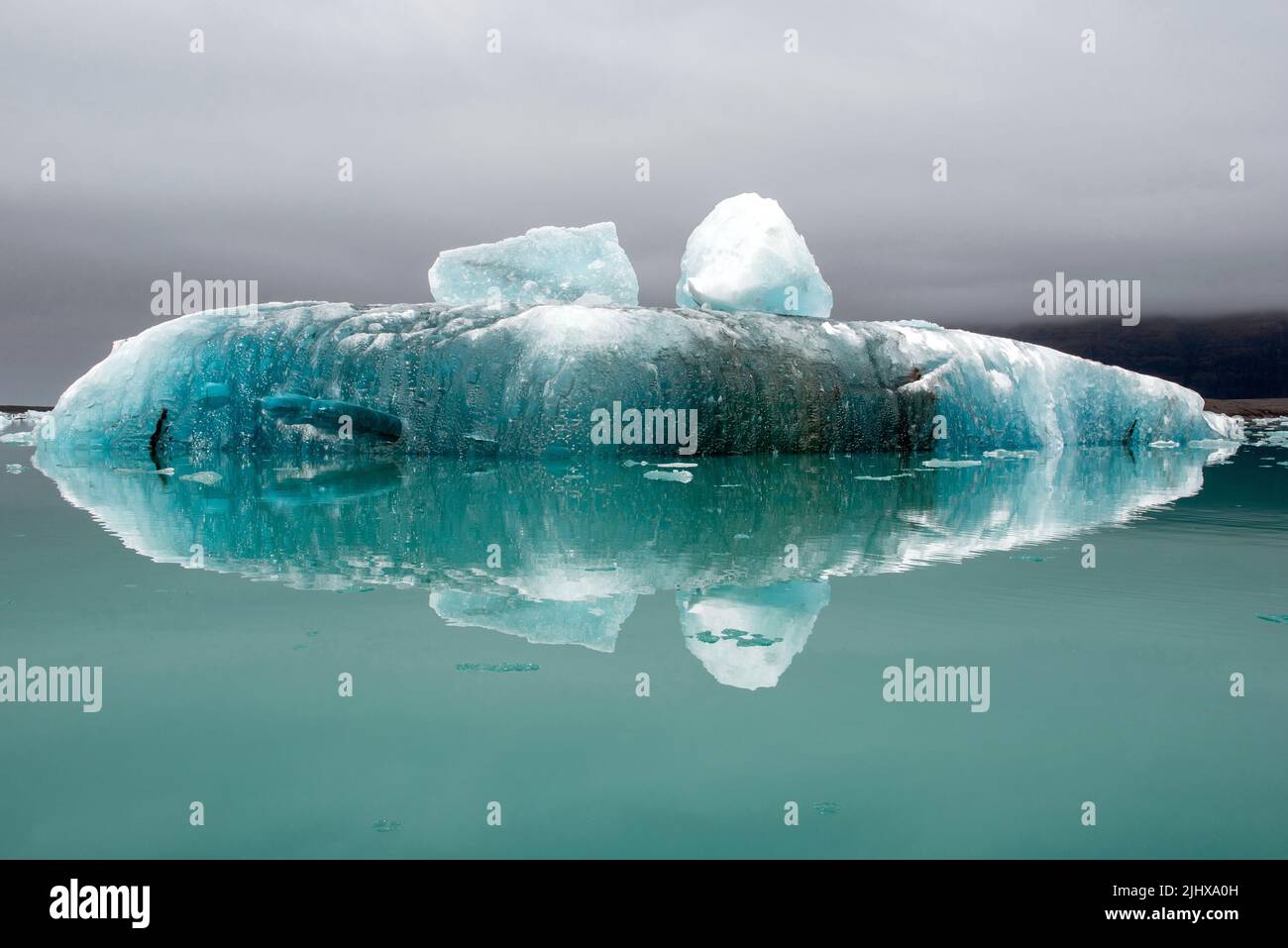 Melting icebergs as a result of global warming and climate change floating in Jokulsarlon glacial lagoon. Vatnajokull National Park, Iceland Stock Photo