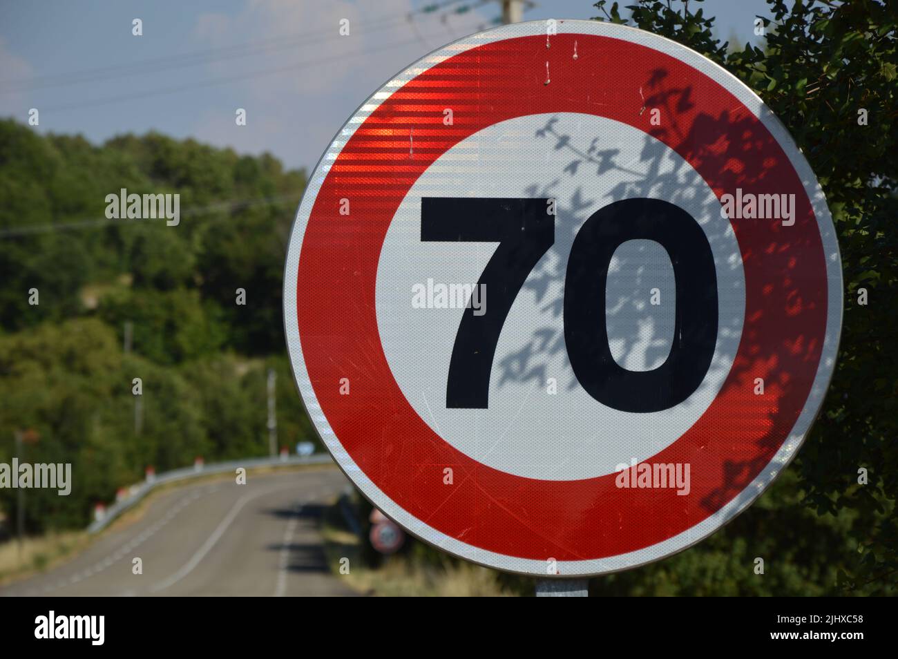 Speed limit sign from france Stock Photo