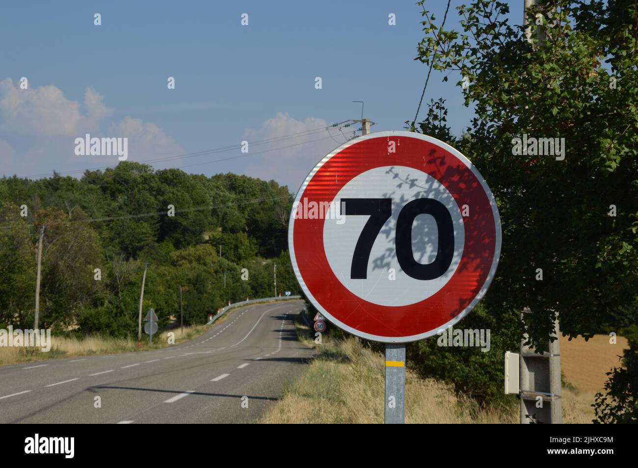 Speed limit sign from france Stock Photo