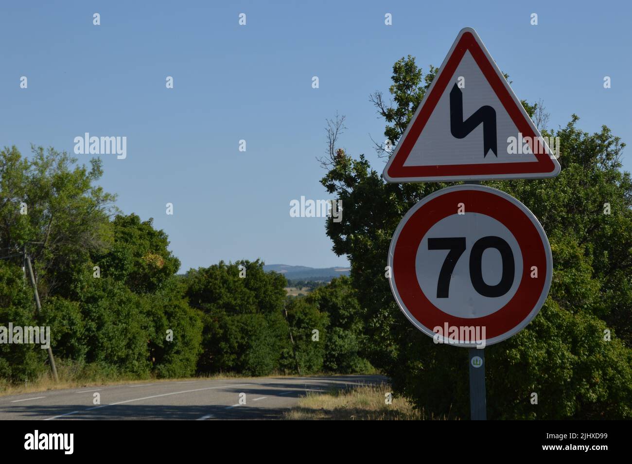 Speed limit sign, road sign from france Stock Photo