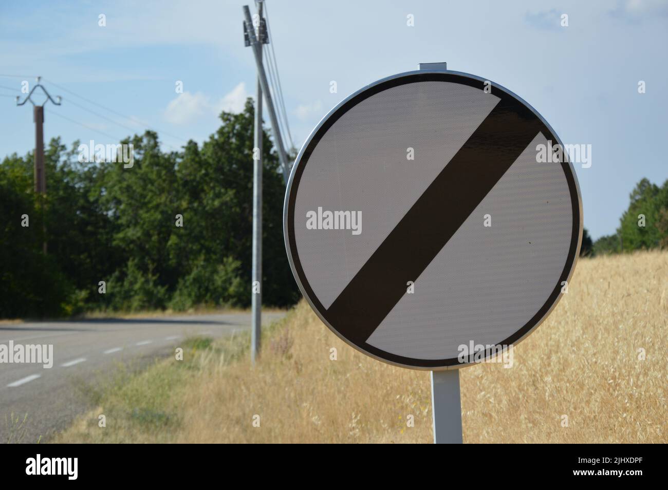 A road sign on a country road in France Stock Photo