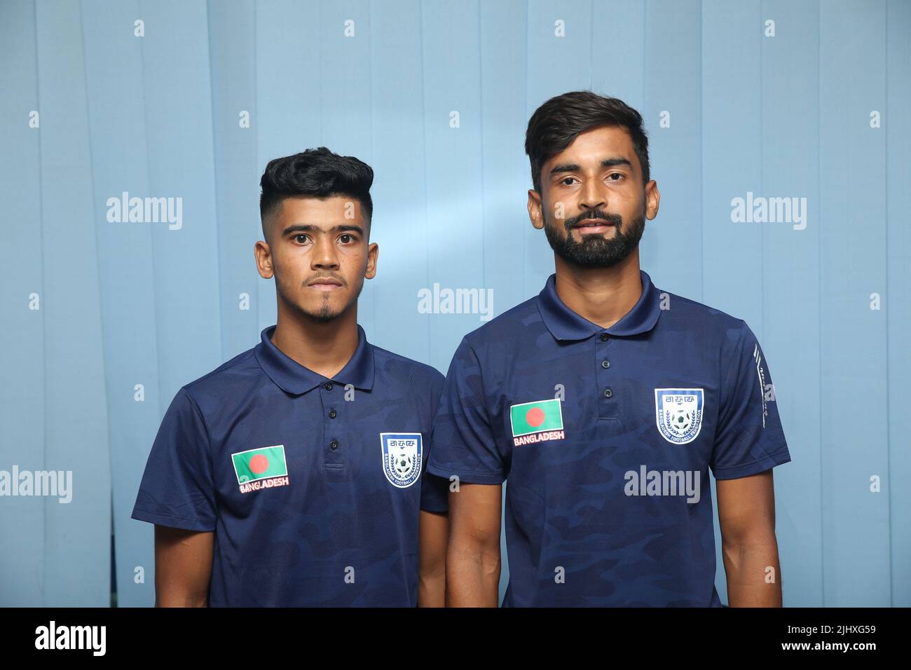 Bangladesh U-20 Team Captain Tanvir Hossain (R) and Vice-Captain MD Moinul Islam Moin (L) Stock Photo