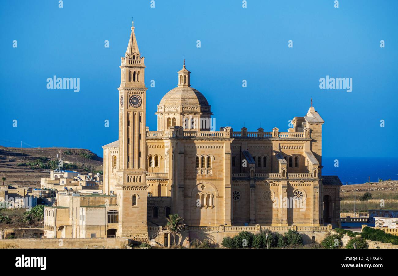 An aerial view of Basilica of the National Shrine of the Blessed Virgin of Ta' Pinu Stock Photo
