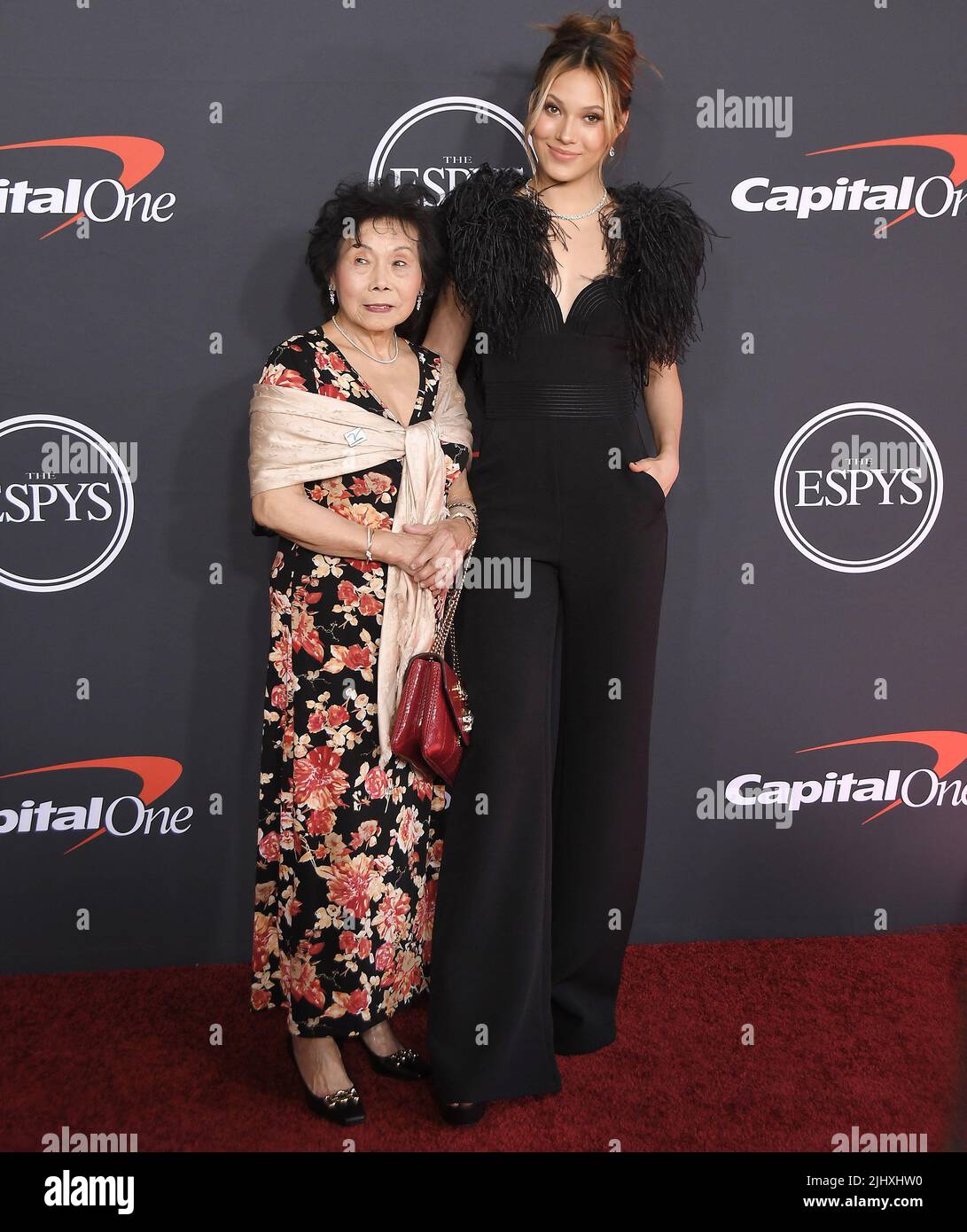 R-L) Eileen Gu and Mom arrives at the 2022 ESPYs held at the Dolby Theater  in Hollywood, CA on Wednesday, ?July 20, 2022. (Photo By Sthanlee B.  Mirador/Sipa USA Stock Photo - Alamy