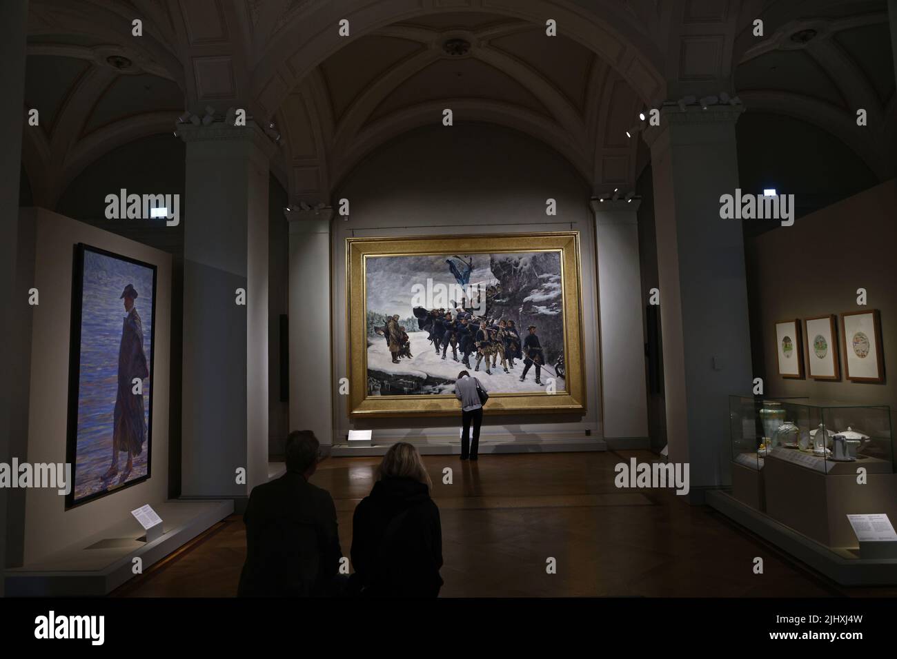 Daily life in Stockholm, Sweden, during Saturday. People at at the painting, ”Bringing Home the