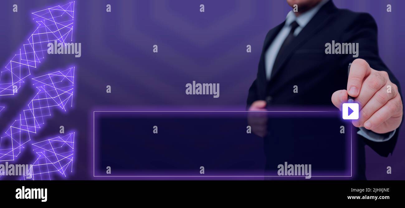 Businessman Holding A Pen And Pointing On A Play Button With A Frame ...