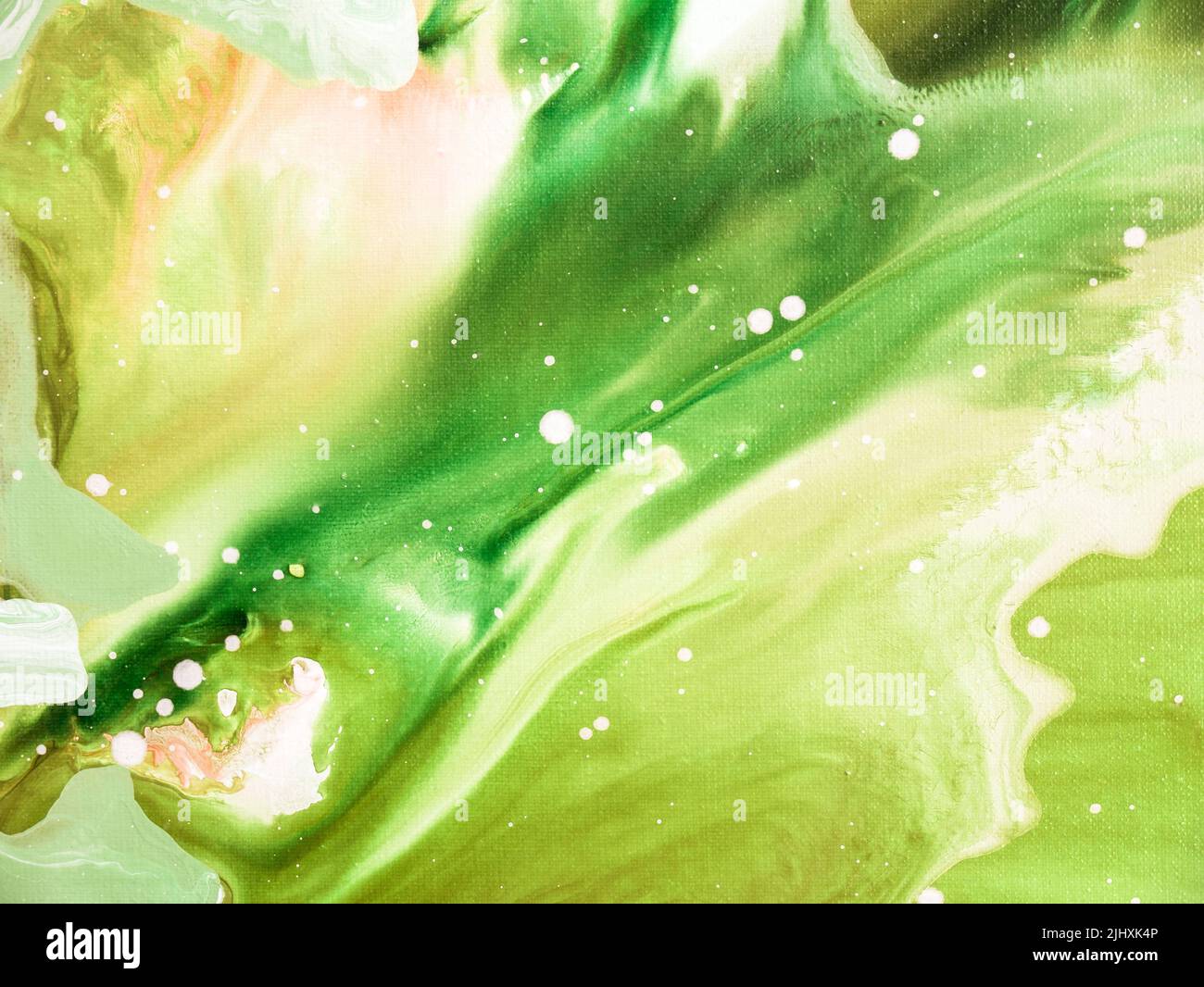 Abstract green and yellow waves, creative hand painted background ...