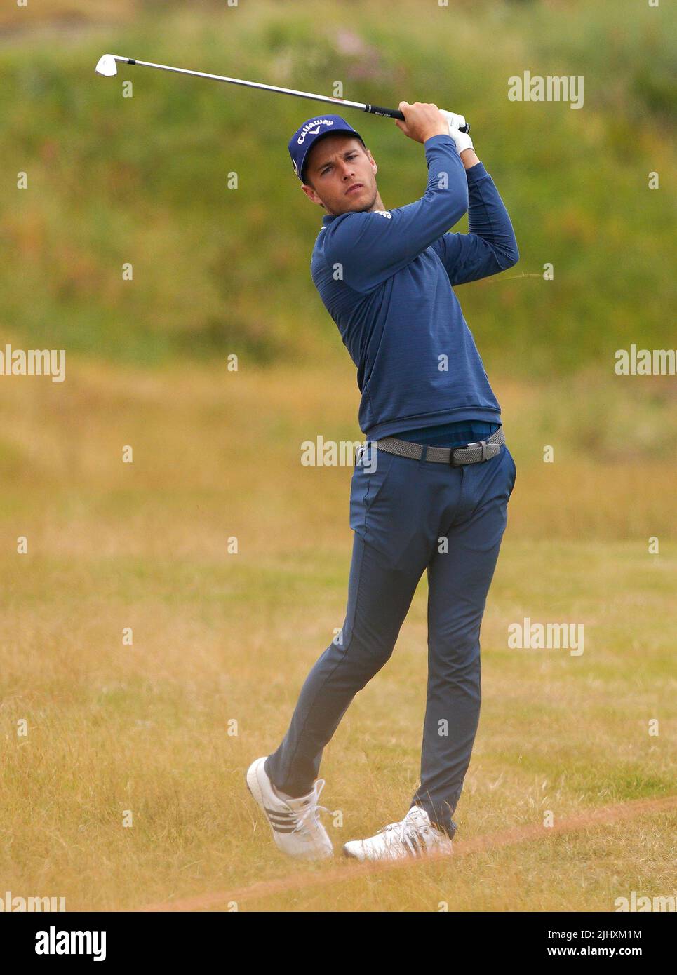 England's Matthew Jordan plays from the 18th fairway (9th hole) during day  one of of the Cazoo Open at the Hillside Golf Club, Southport. Picture  date: Thursday July 21, 2022 Stock Photo - Alamy