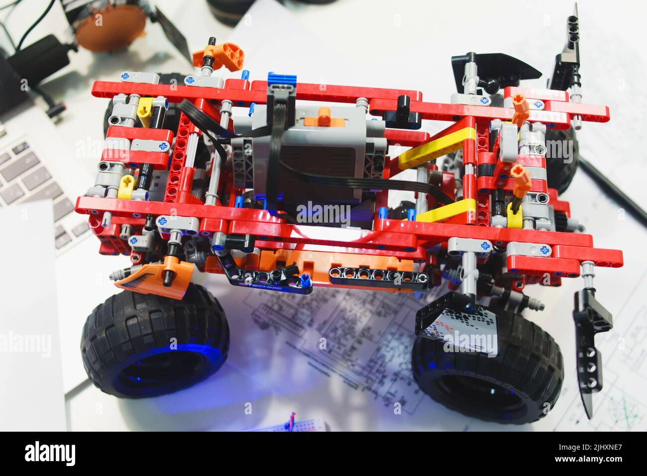 Lego technic constructor mechatronics breadboard Stock Photo