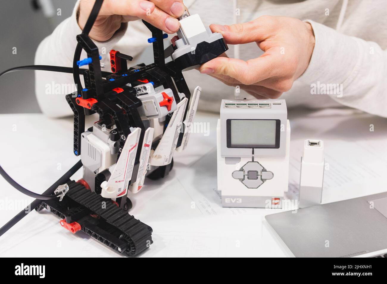 Lego Eve robotics mechatronics assembly concept Stock Photo