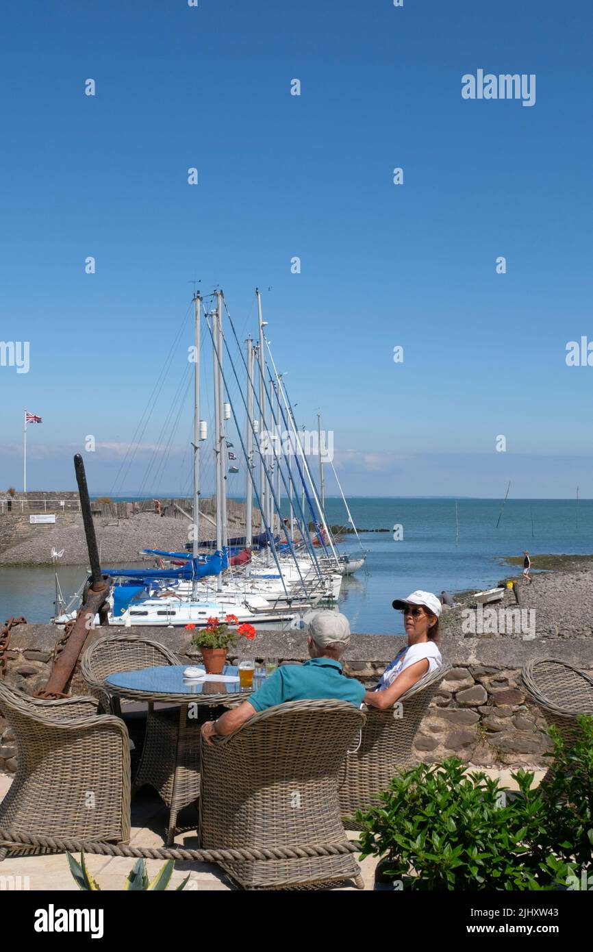 Porlock Weir, UK. Clear sunny day at the little harbour at Porlock Weir on the Somerset coast. Credit: JMF News/Alamy Live News Stock Photo