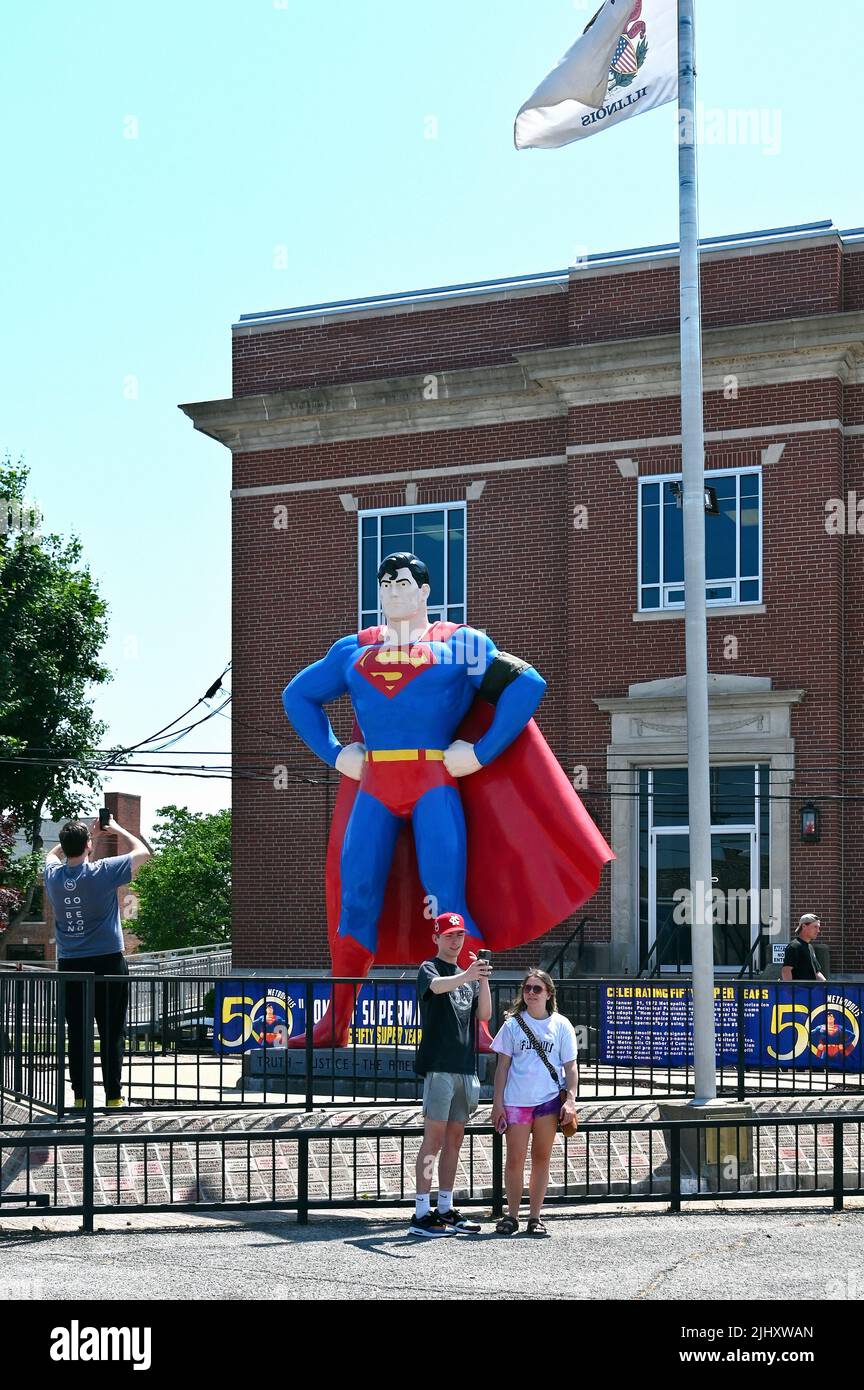 Statue of Superman in the historic district of Metropolis, Illinois, United States of America Stock Photo