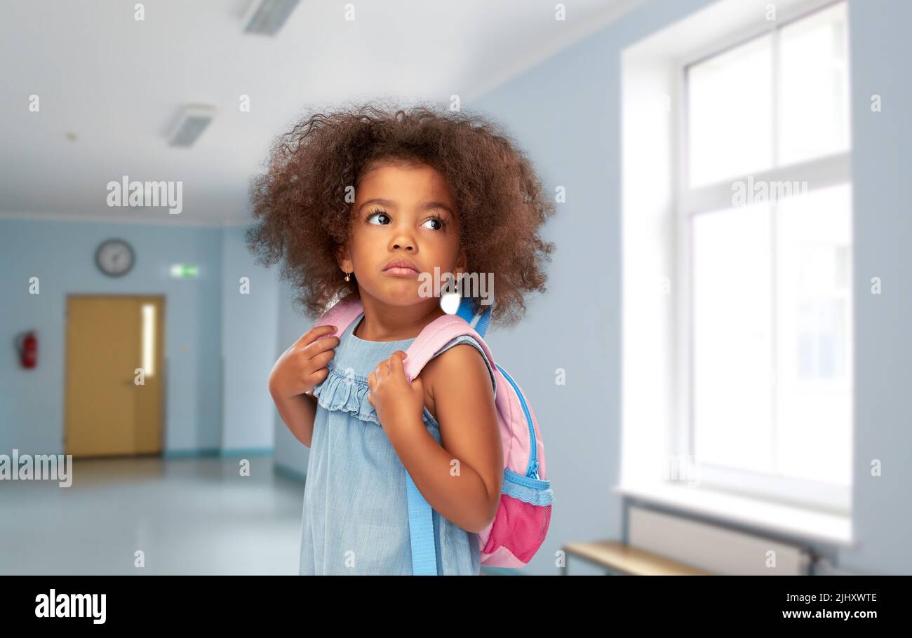 african american girl with backpack at school Stock Photo Alamy