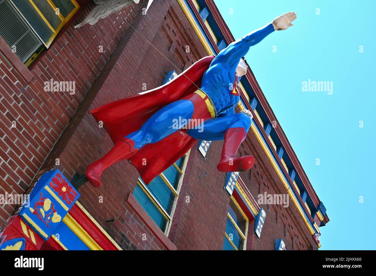Superman statue at the Superman Museum in the historic district of Metropolis, Illinois, United States of America Stock Photo