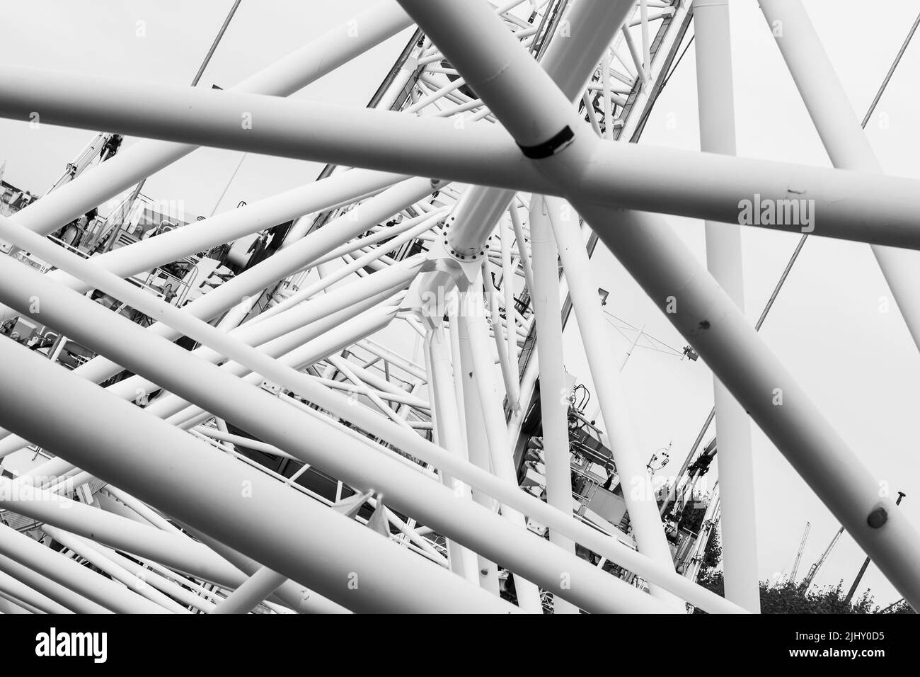 Abstract industrial background with white truss construcions Stock Photo