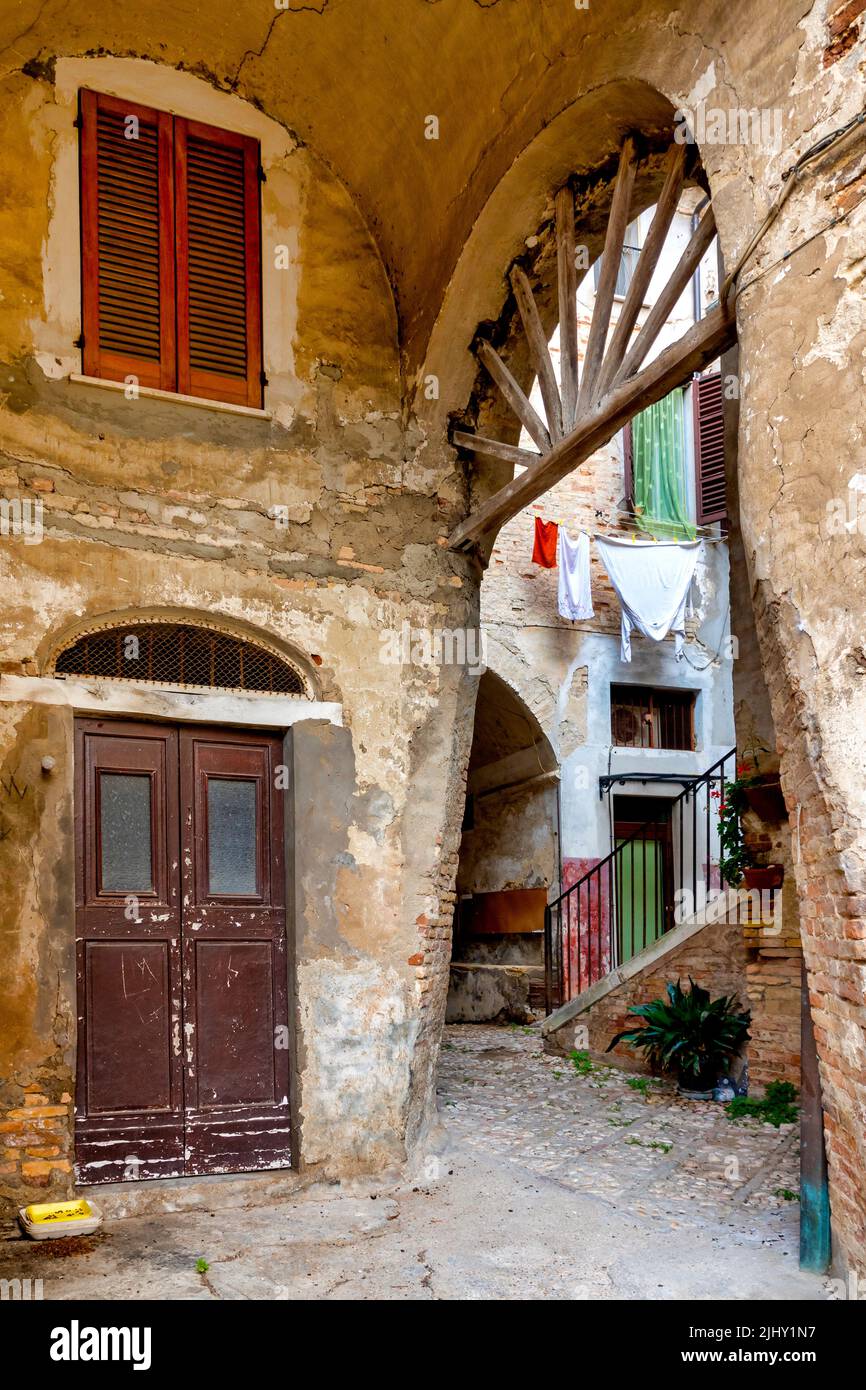 Small alley in the historic centre of Città Sant'Angelo, Italy Stock Photo