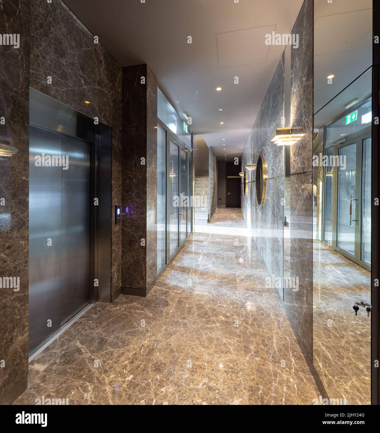 Modern interior of entrance hall in luxury residential apartment ...