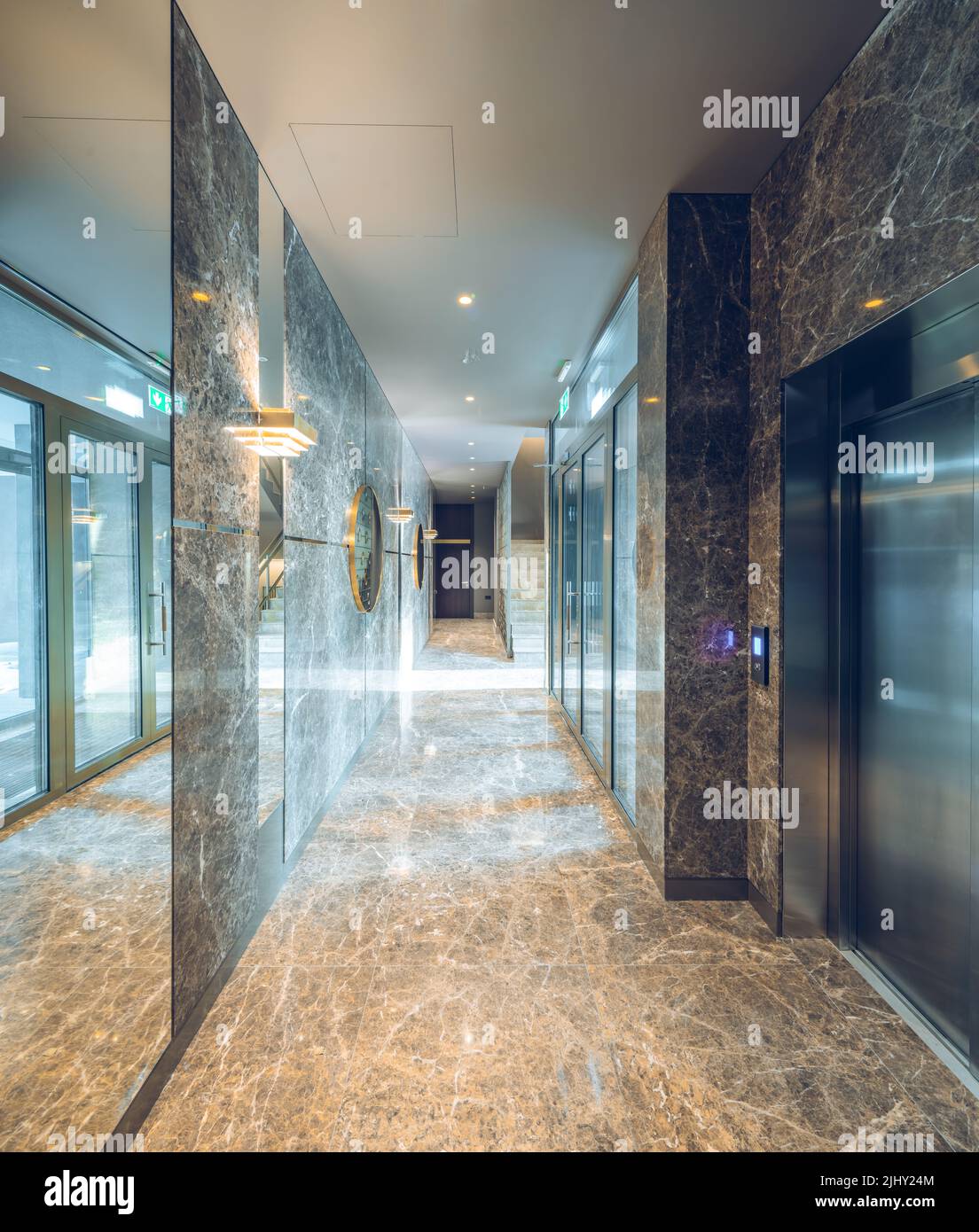 Modern interior of entrance hall in luxury residential apartment