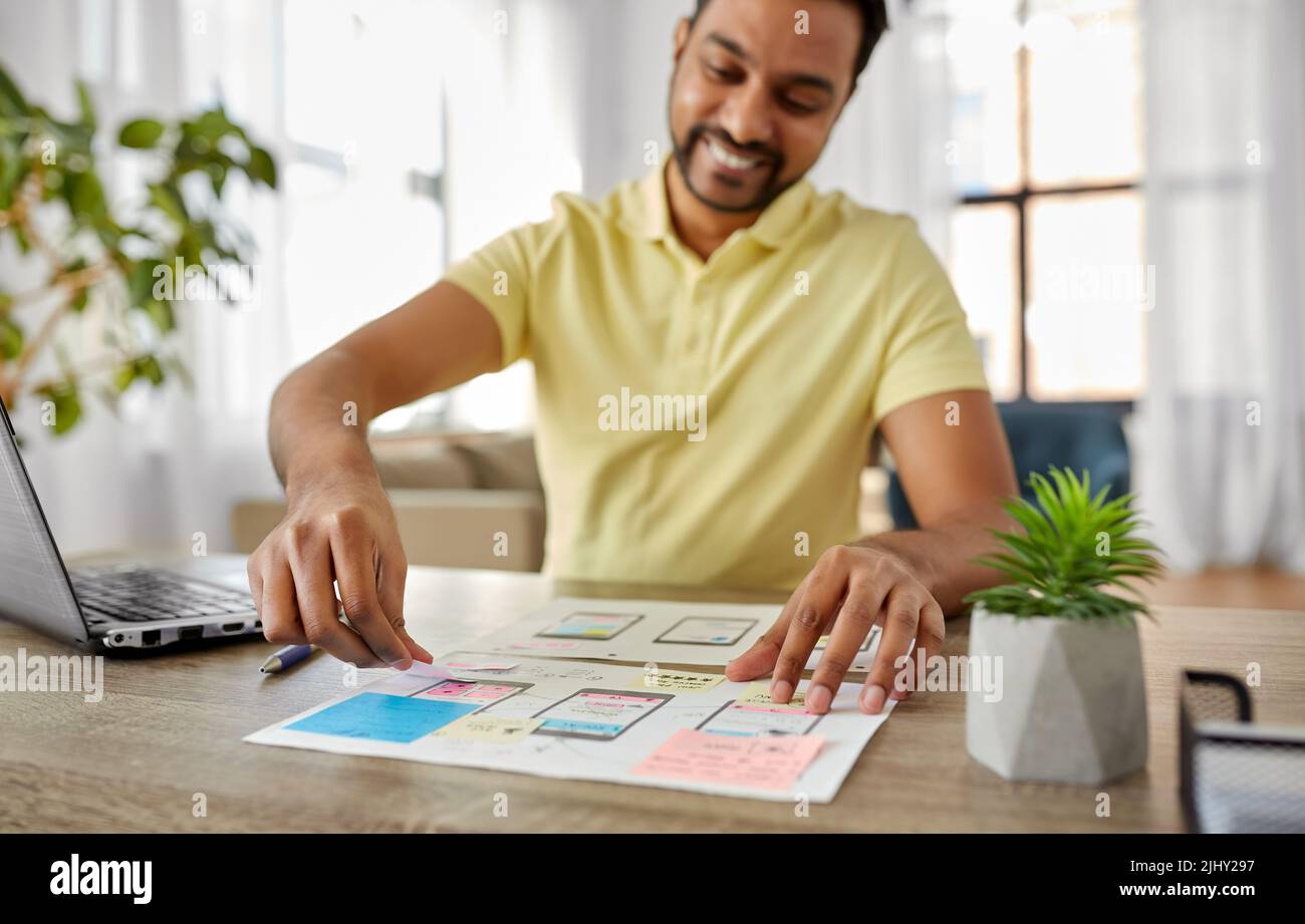 ui designer working on user interface at home Stock Photo
