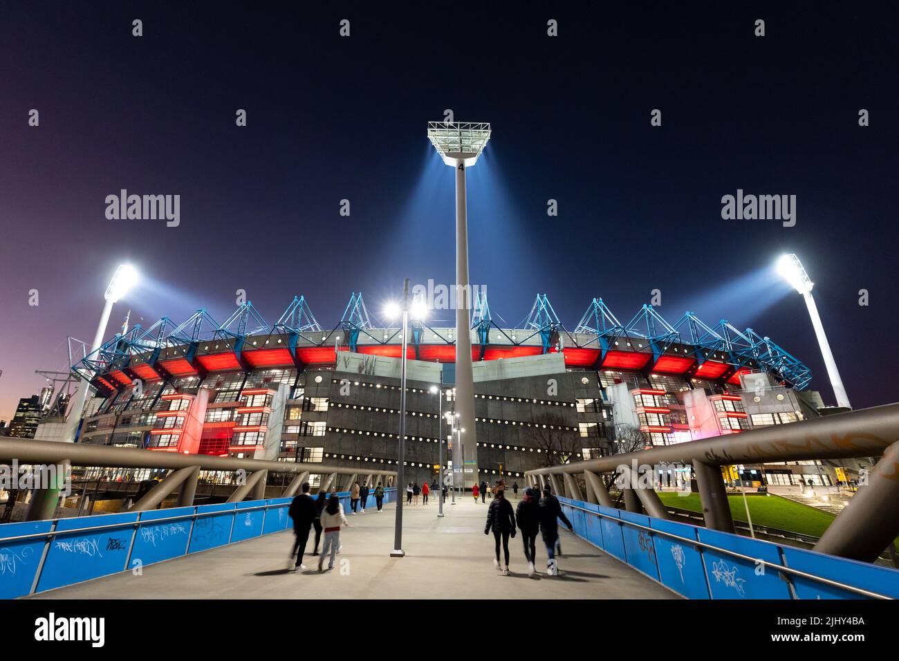 Melbourne Cricket Ground at Night in Australia Stock Photo