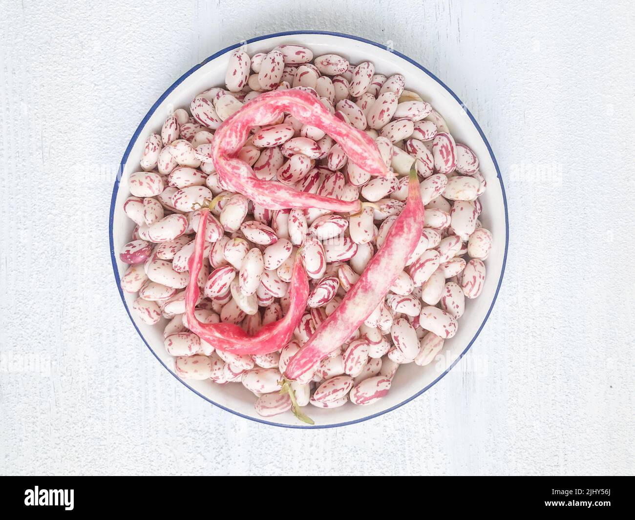 kidney beans, top view raw red kidney beans on table with copy space