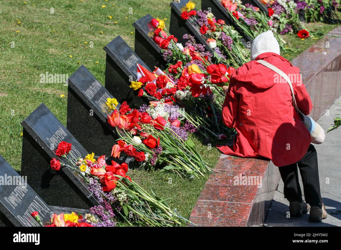 Odessa, Ukraine. 09th May, 2021. The woman seen sitting at the tablets