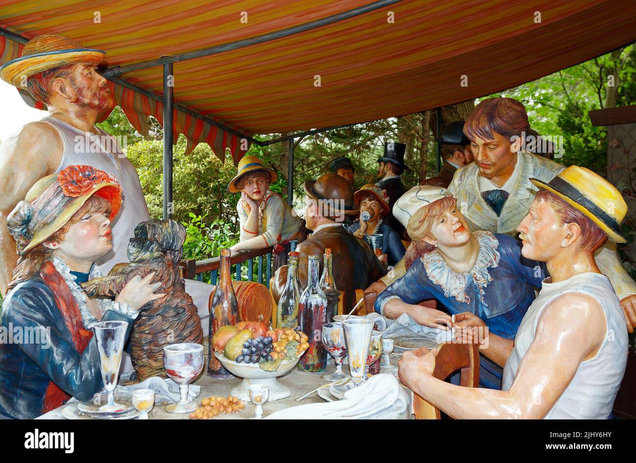 large sculpture; Were You Invited, people around table, by Seward