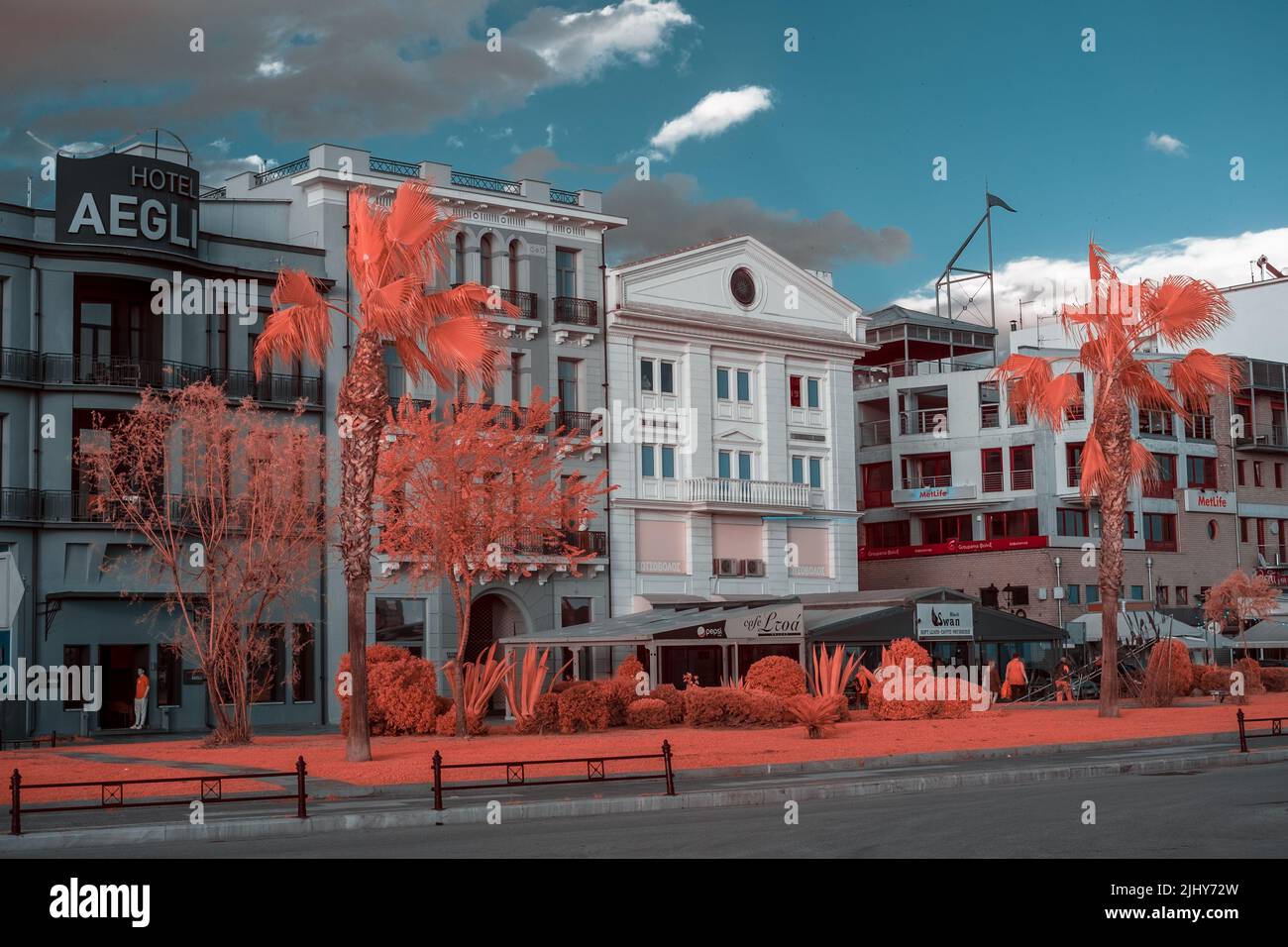 Infrared cityscape at the city of Volos ,Greece Stock Photo