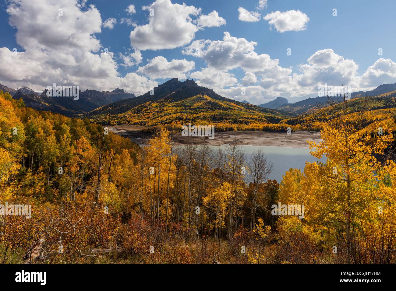 Autumn at Silver Jack Reservoir, Uncompahgre National Forest, Gunnison County, Colorado Stock Photo
