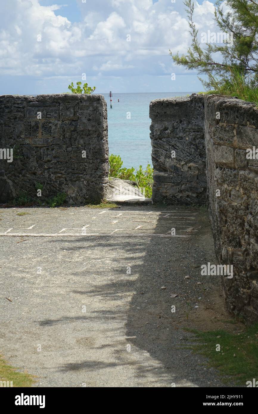 A vertical shot of a fortress of Fort St. Catherine's, St. George's Island, Bermuda Stock Photo