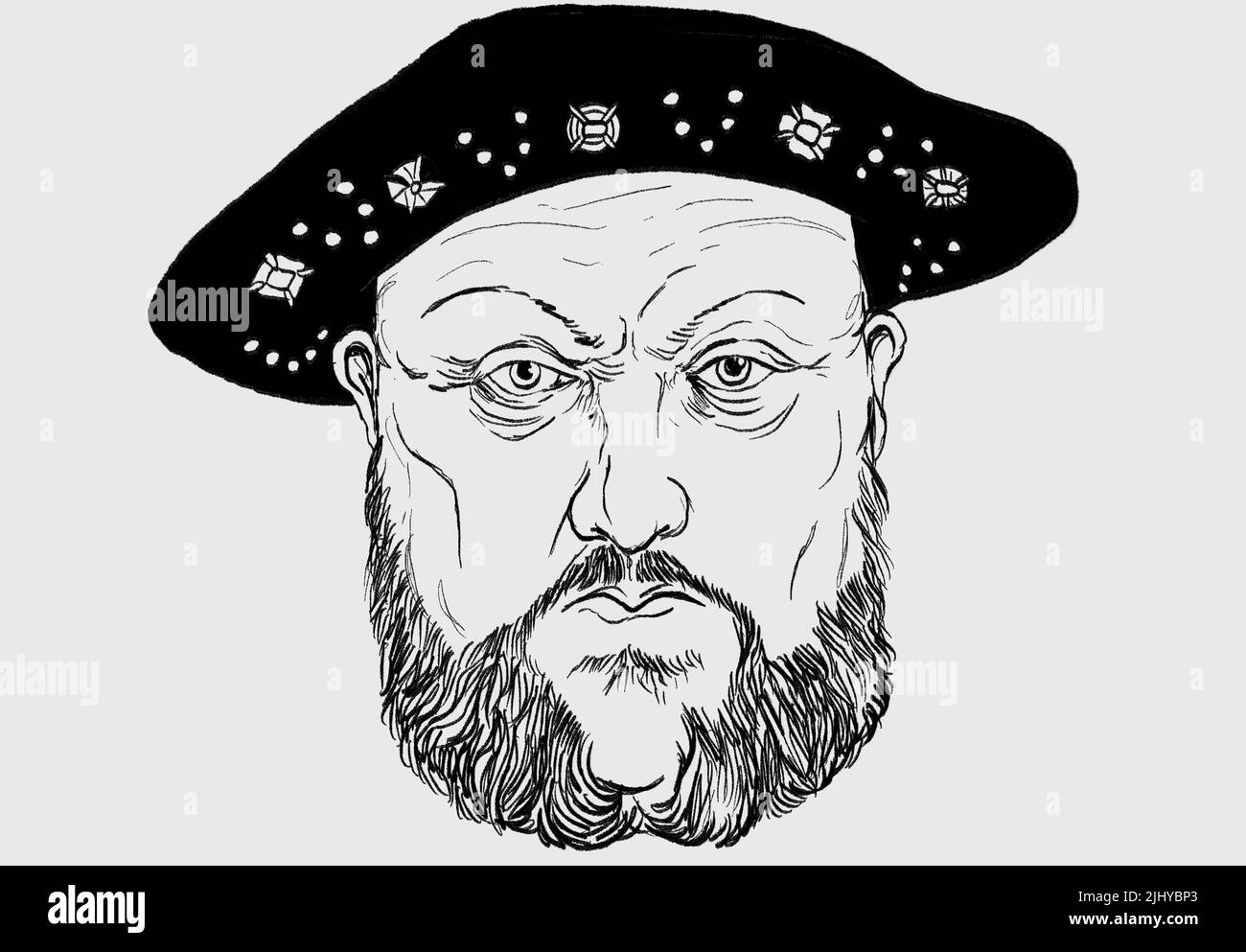 line drawing portrait of King Henry VIII Stock Photo