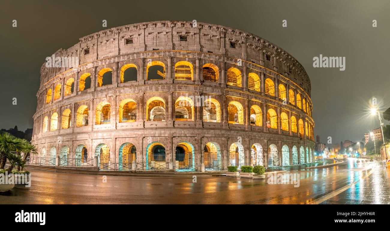 Rainy day at Colosseum in Rome, Italy Stock Photo