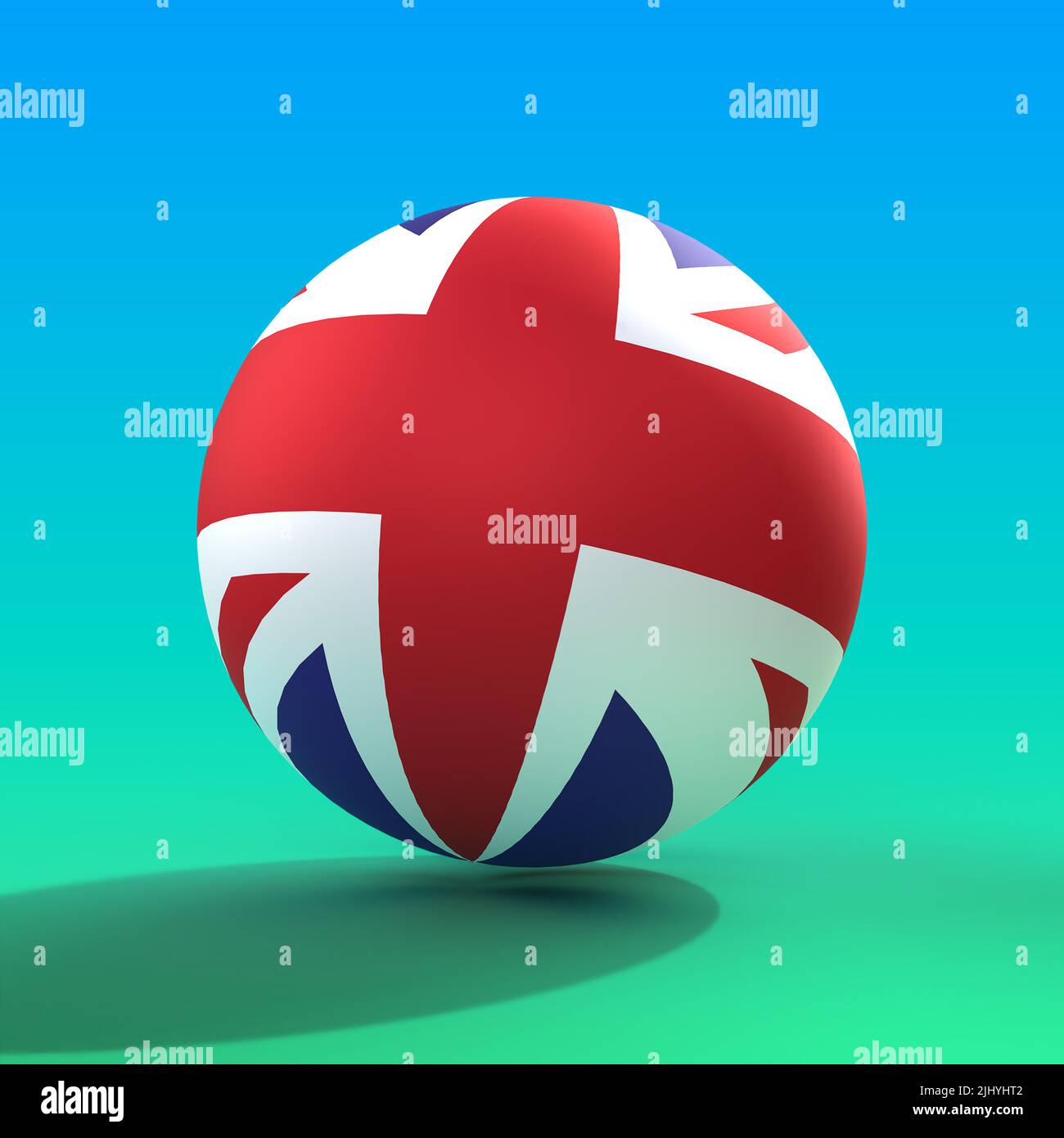 England Football 3D Render on a Blue and Green Background Stock Photo