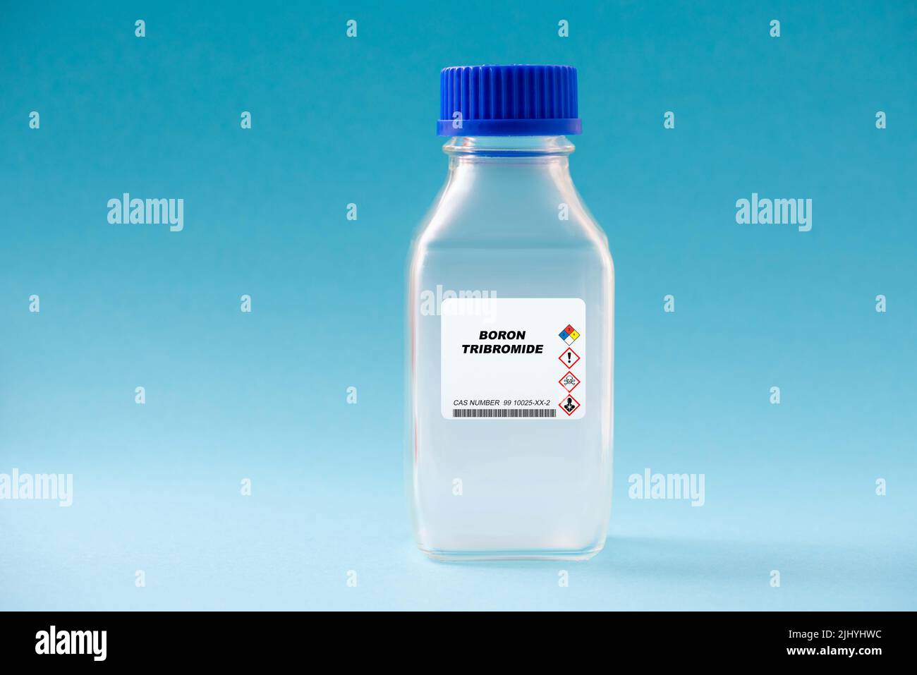 Boron Tribromide dangerous poisonous gas in chemical glassware Stock