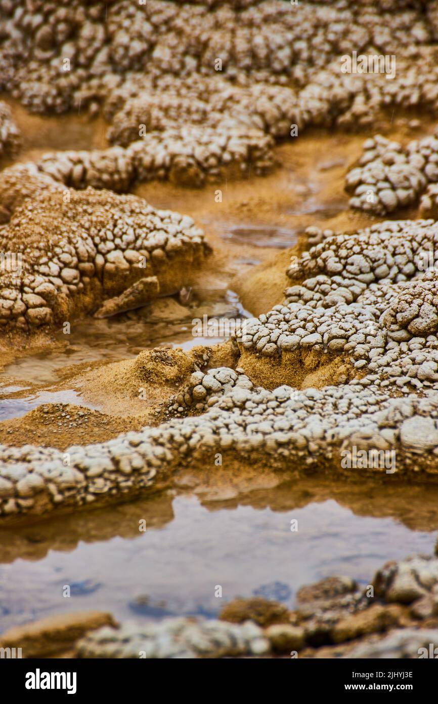 Up close view of alkaline formations in Yellowstone Stock Photo