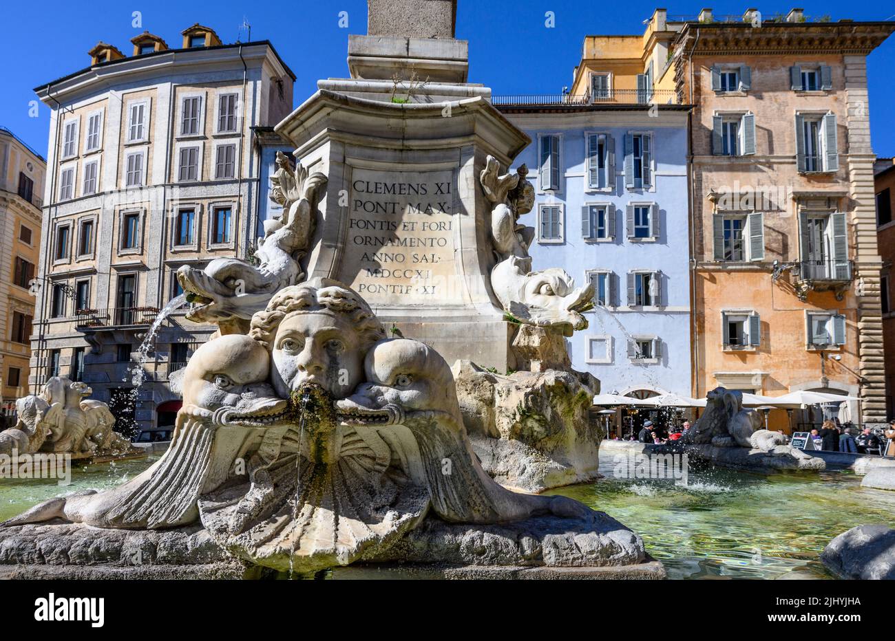 Detail of the Fontana del Pantheon, Fountain of the Pantheon,  commissioned in the 16th century by Pope Gregory XIII, and designed by Giacomo della Po Stock Photo