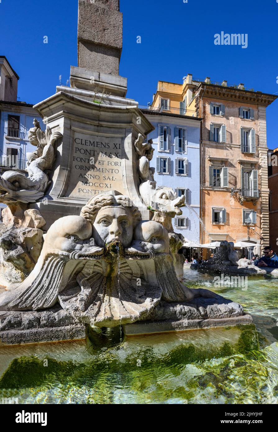 Detail of the Fontana del Pantheon, Fountain of the Pantheon,  commissioned in the 16th century by Pope Gregory XIII, and designed by Giacomo della Po Stock Photo