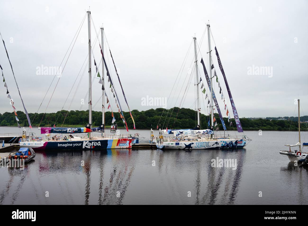 Derry, UK-  July 19, 2022: The Clipper Round the World Yachts at the Derry Clipper Festival Stock Photo