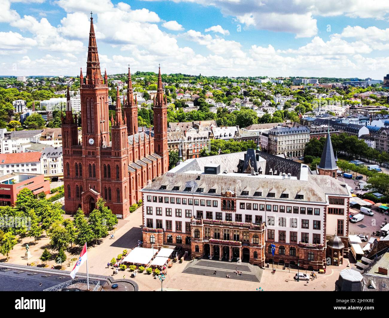 An Aerial View Of The Market Church In Wiesbaden Germany Stock Photo An Aerial View Of The Market Church In Wiesbaden Germany Stock Photo