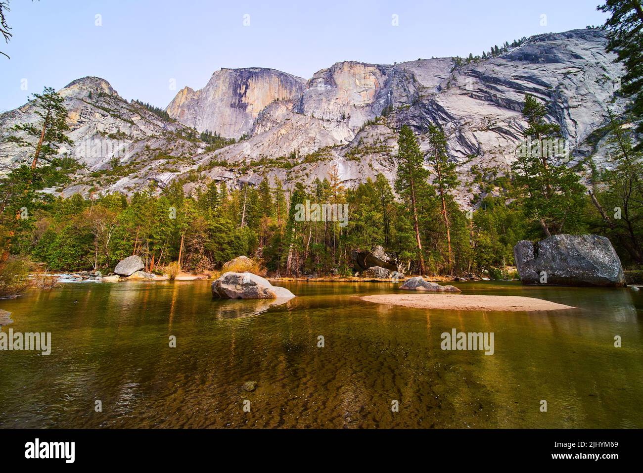 Yosemite stunning Half Dome from front at Mirror Lake Stock Photo - Alamy