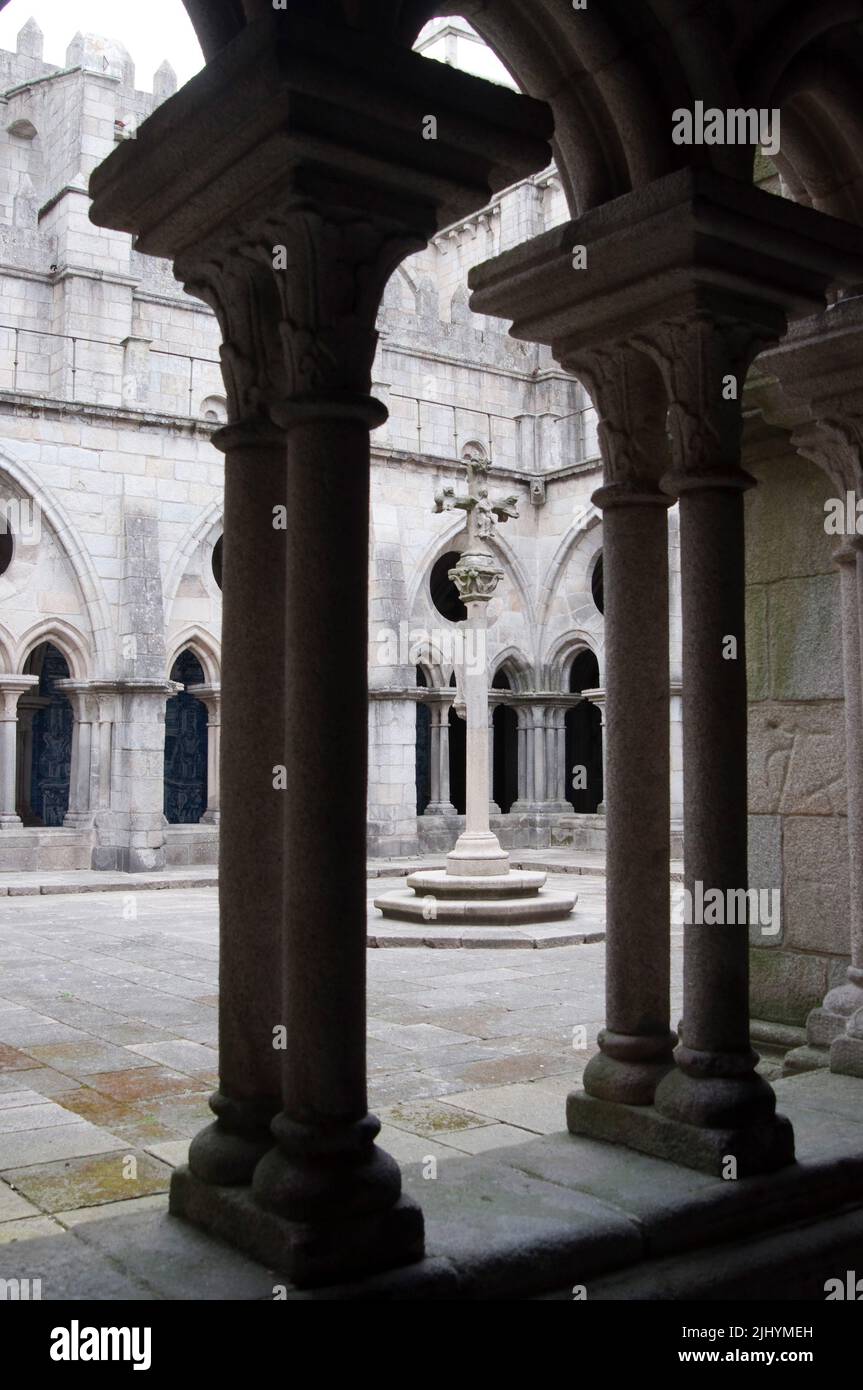 Beautiful gothic cloister at Porto Cathedral. Portugal. Europe Stock Photo