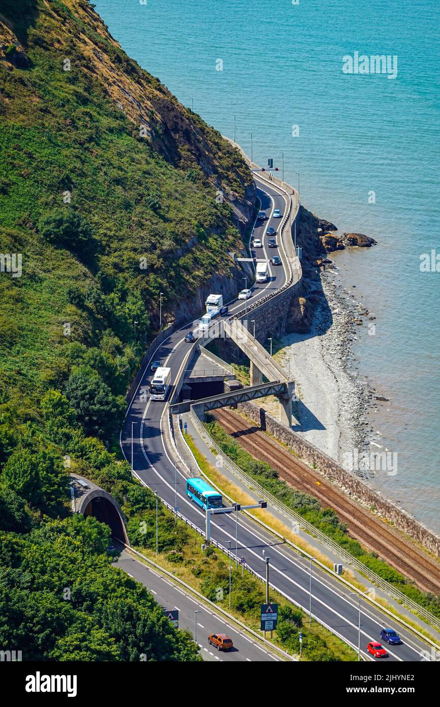 A55 North Wales Expressway, Sunny summer weather on the North Wales coast, near Llandudno and Rhyl Stock Photo